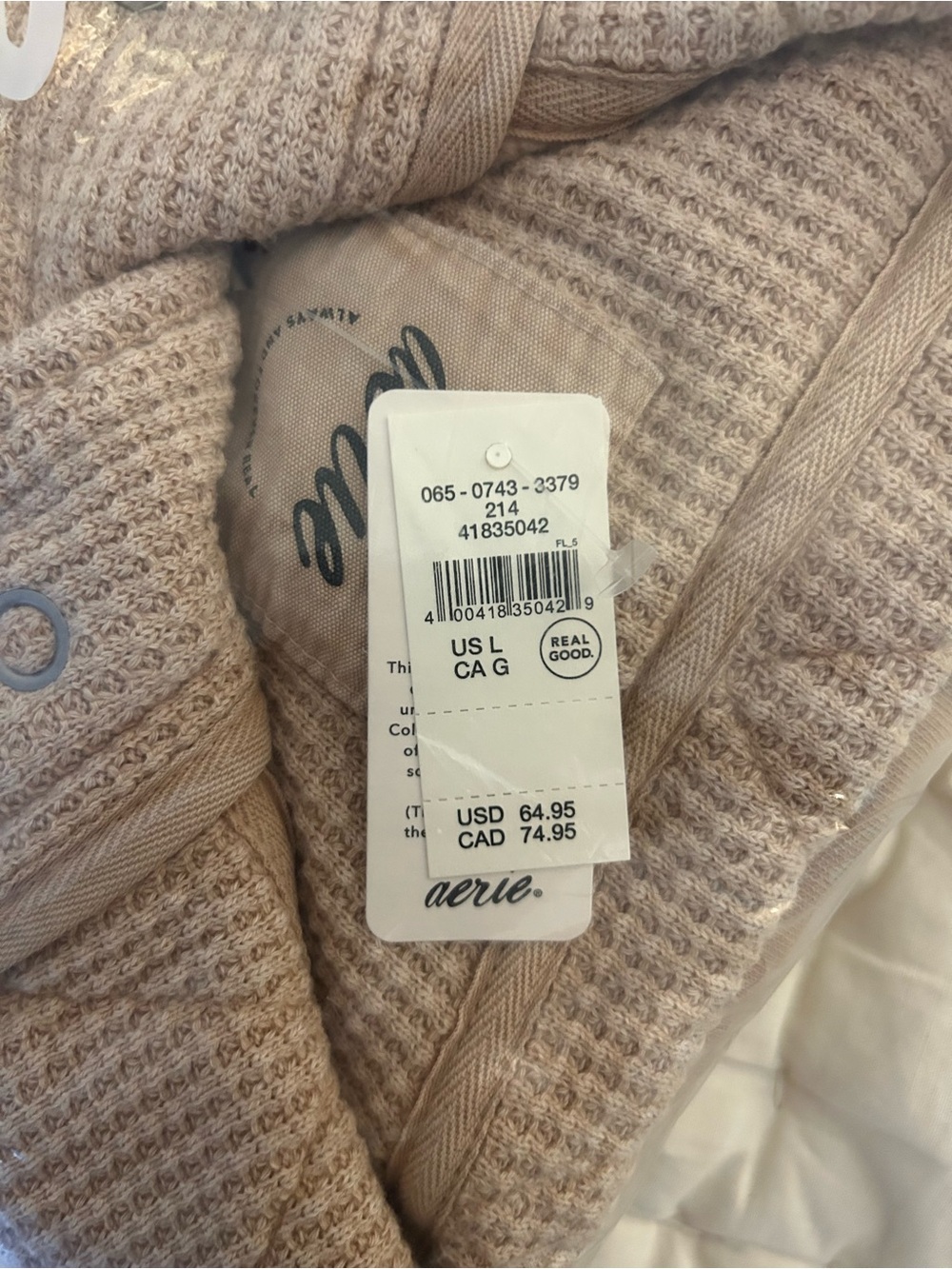 aerie Beige Quilted Pullover - NEW - Picture 3 of 3